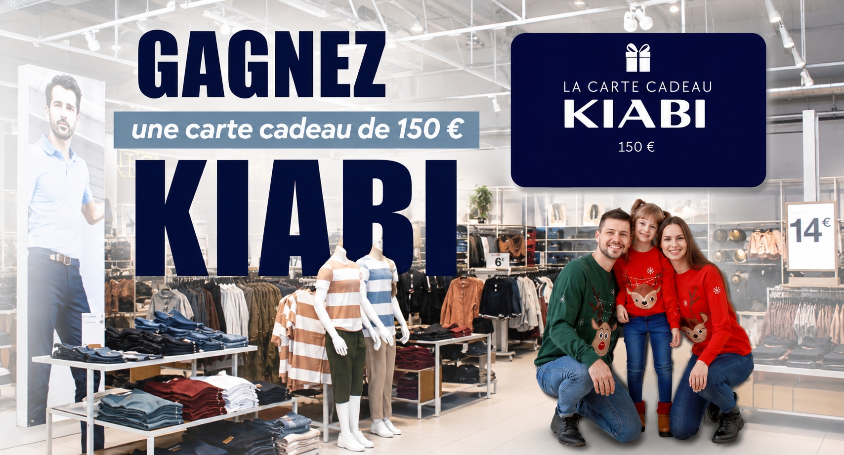 Une carte cadeau de 150€ Kiabi