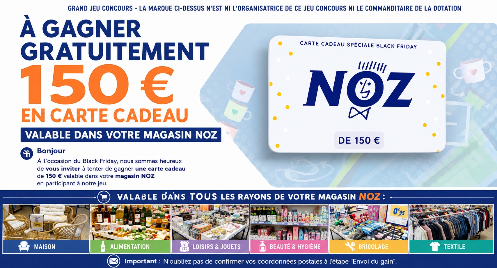 Une carte cadeau Noz de 150€