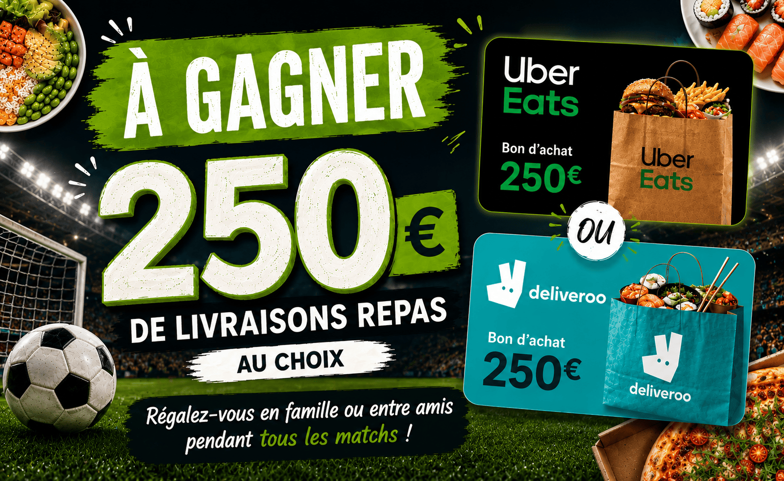 250 euros de livraisons de repas