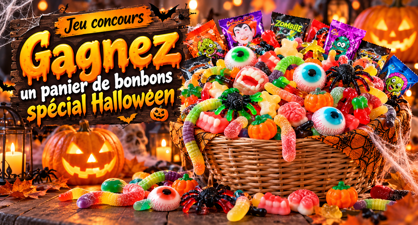 Un panier de bonbons spécial halloween